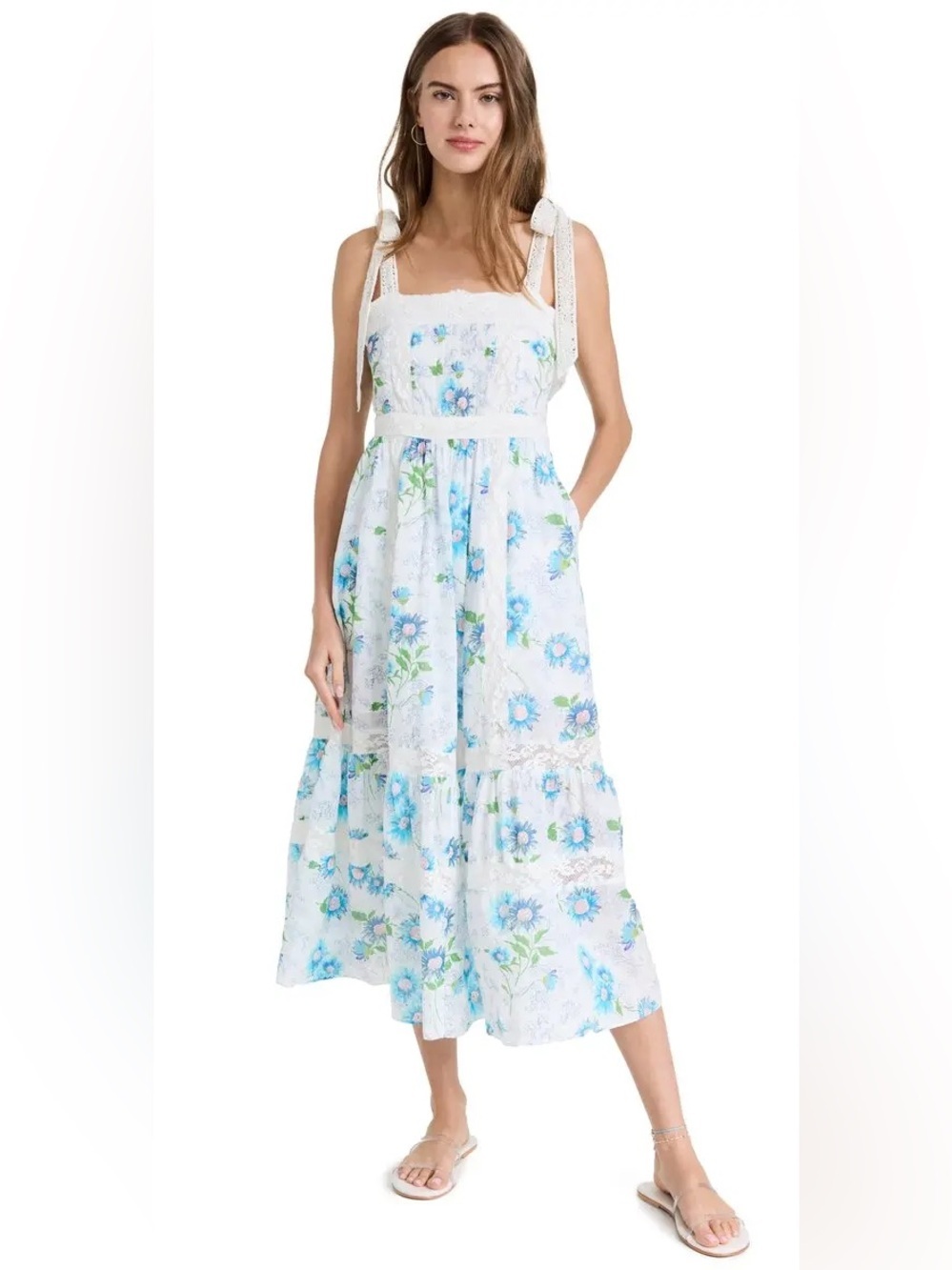 LoveShackFancy Floral Print Long Dress